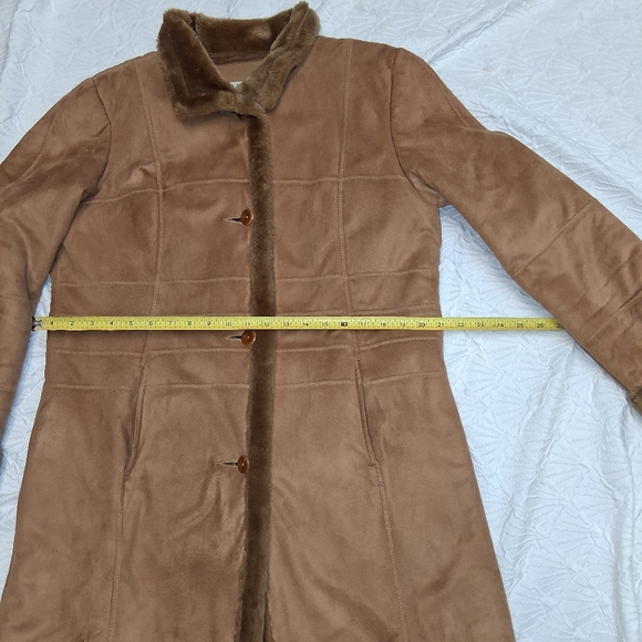 Alfani Outerwear Women Size L Tan Teddy Jacket with Faux Fur Accents - Picture 6 of 16